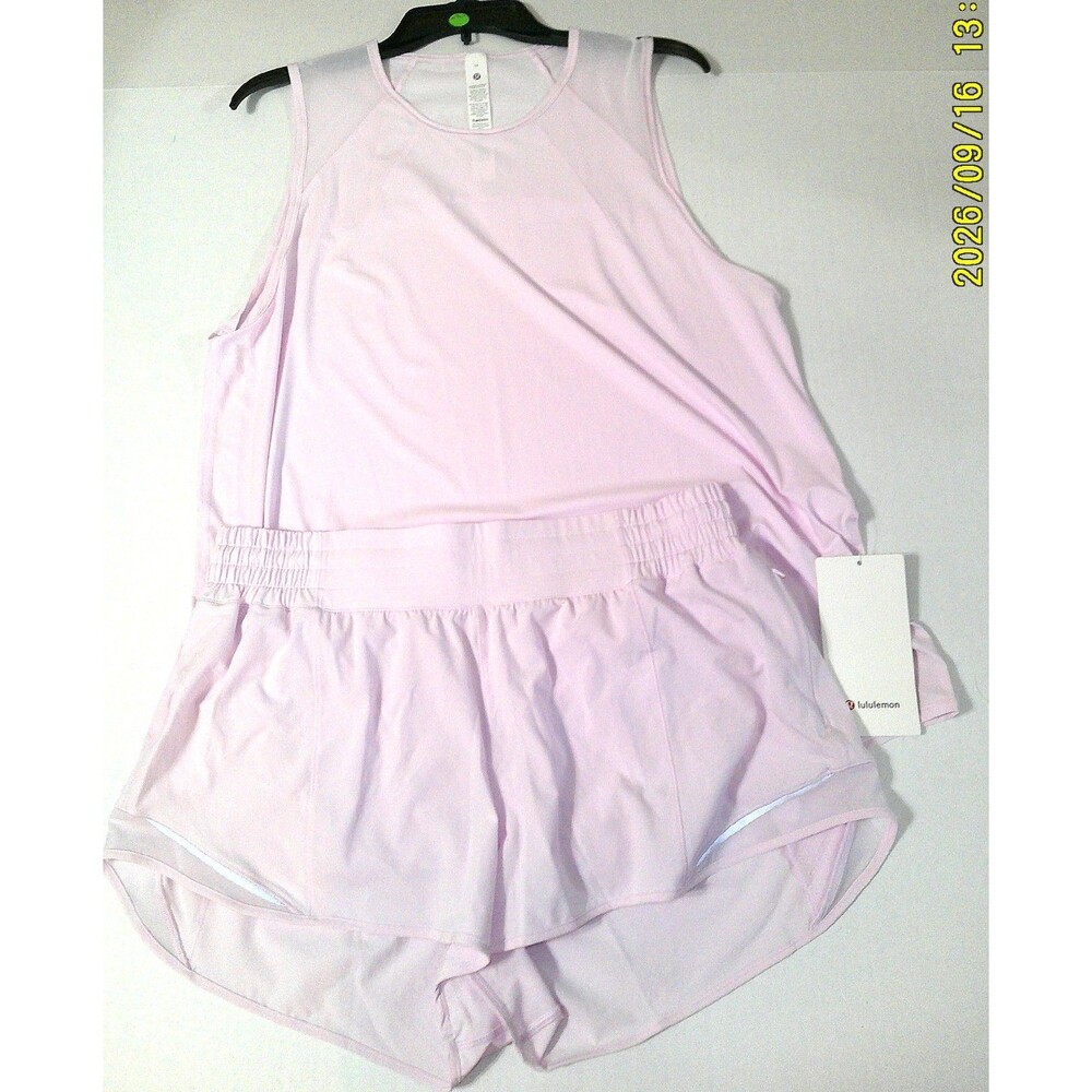 New Womens Lululemon NWT set 14 Pink Organza Sculpt Tank Top hotty hot shorts